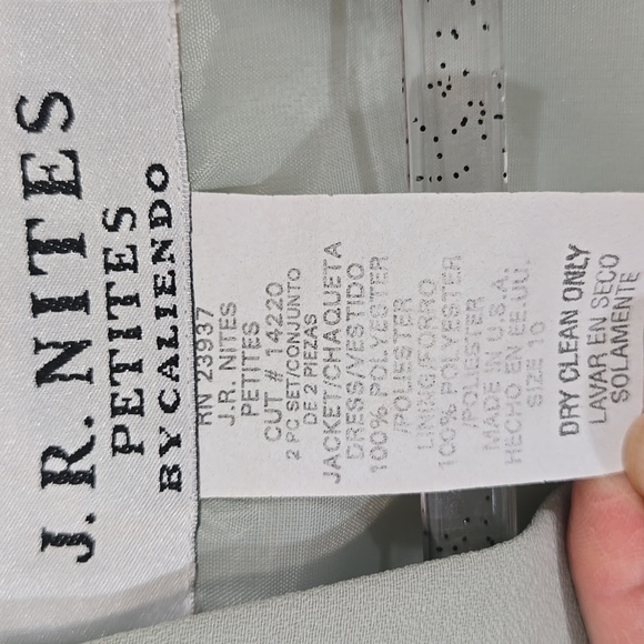 Mint Green J.R. Nites by Caliendo Vintage Sleeveless Dress w/Jacket, 10P - Picture 11 of 13